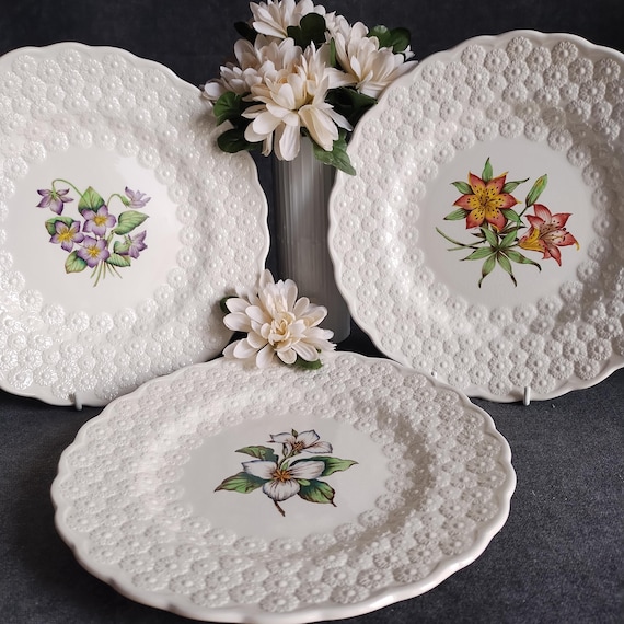 Spode Plates - 3 piece Canadian Centennial Provincial Flower Collectibles