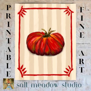 Vintage Heirloom Tomato Art Print: Retro Kitchen Wall Decor (Digital Download