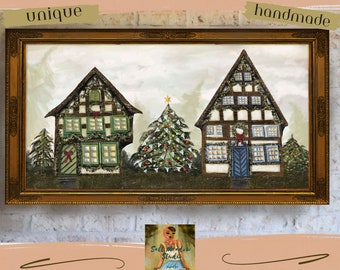 Frame TV Art Christmas ~ Samsung Frame TV Art ~ Frame Tv Art Winter ~ Christmas Village Art ~ German Christmas Art ~ Vintage Christmas Art