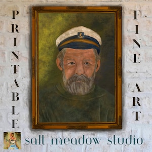 Vintage Seekapitän Porträt: Nautische Wandkunst (Herunterladbare Kunst)