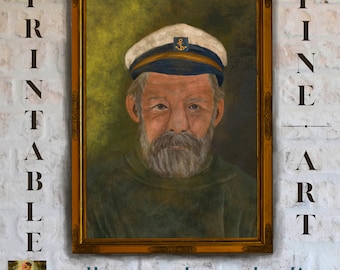 Retrato de capitán de barco vintage: Arte náutico para pared (Arte descargable)