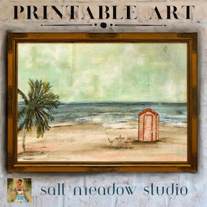 Vintage Tropical Beach Hut Print: Coastal Summer Art (Digital Download)