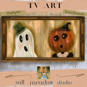 Frame TV Art Halloween ~ PIP and LENI ~ Samsung Frame Tv Halloween ~ Frame 4K Art ~ Frame Tv Ghost ~ Frame Tv Pumpkin