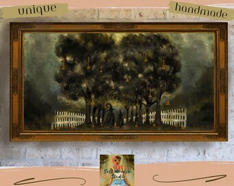Witches Lane Frame TV Art: Whimsical Halloween Folkart (Digital Download)