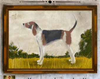 Vintage Dog Art Prints ~ PRINTABLE Oil Painting ~ Dog Portrait ~ Downloadable Art Prints ~ Hunting Hound Dog ~ Hunting Decor