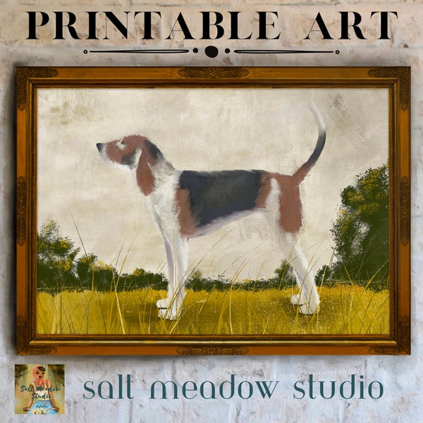 Vintage Dog Art Prints ~ PRINTABLE Oil Painting ~ Dog Portrait ~ Downloadable Art Prints ~ Hunting Hound Dog ~ Hunting Decor
