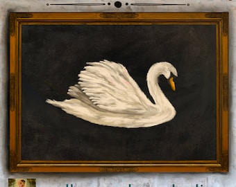 Vintage Swan Art Print: British Colonial Decor (Printable)