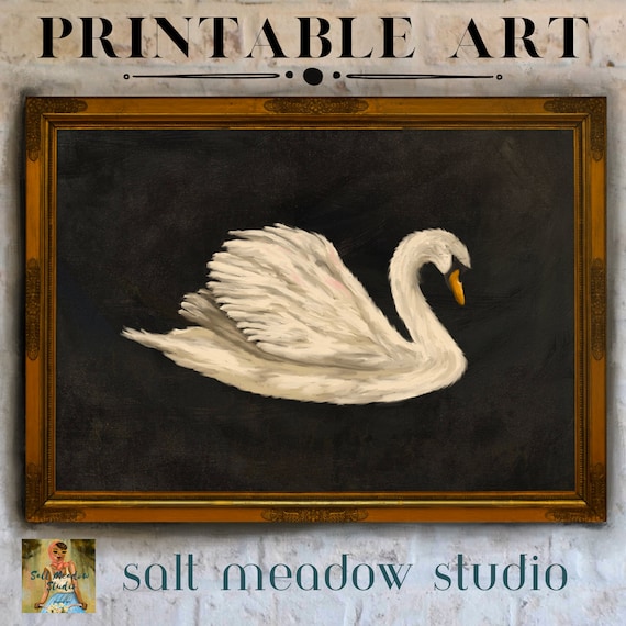 Vintage Swan Art Print: British Colonial Decor (printable) - Etsy