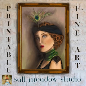 1920s Flapper Girl Portrait: Vintage Art Deco Galerie Wandkunst (druckbar)