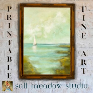 Salt Marsh Sailboat Art Print: Low Country Coastal Painting (Digital Download)