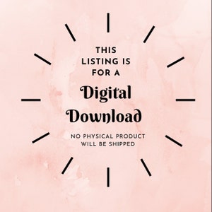 Puede incluir: Un fondo rosa con un c&iacute;rculo negro y l&iacute;neas que irradian desde el centro. El texto dentro del c&iacute;rculo dice "Esta lista es para una descarga digital. No se enviar&aacute; ning&uacute;n producto f&iacute;sico."