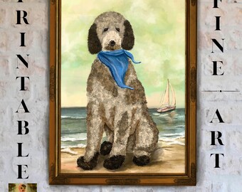Lámina playera para perros: Arte náutico costero para amantes de los perros (Descarga digital)