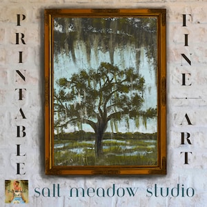 Low Country Landscape Art Print: Spanish Moss, Coastal Oil Painting (Digital Download)