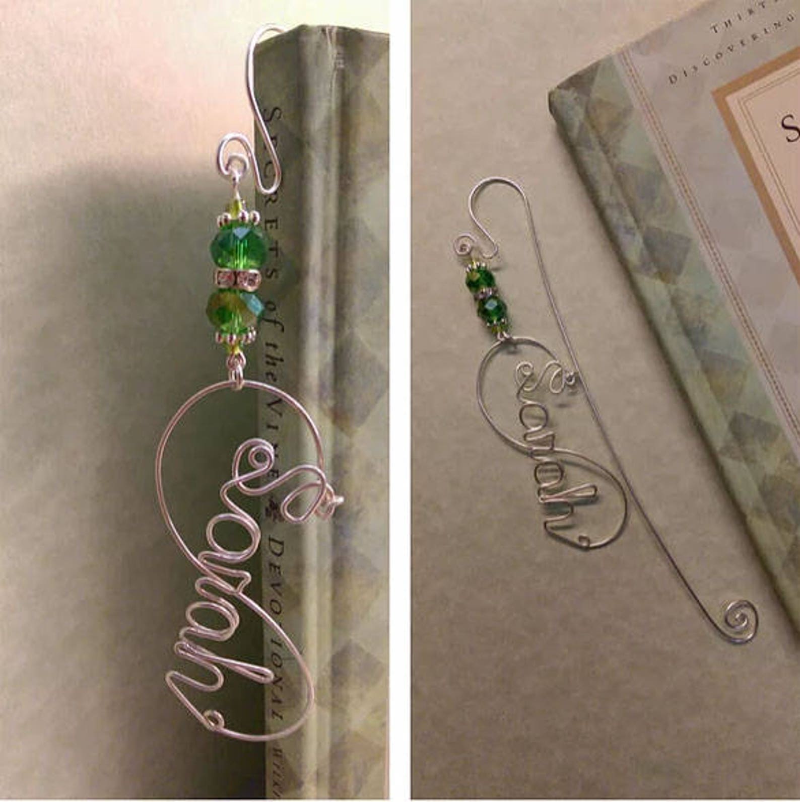 Personalized Wire Bookmarks w/ Glass Beads Etsy