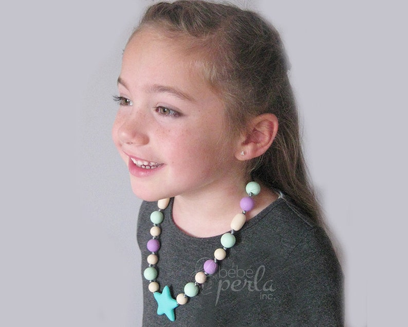 Hand made little girl Necklace Sensory Chewable necklace for Etsy