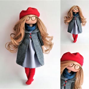 Textile doll. Tilda doll. Textile doll in a blue dress. Cotton toy. Interior toy OOAK doll. Gift children. Birthday. Dolls handmade