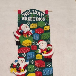 Santa&#39;s Holiday Greetings Advent Calendar Bucilla, Finished, Holiday Advent Calendar, Felt, Handmade, Tradition