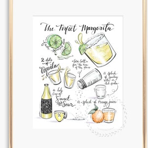 Margarita Cocktail Poster, Home Bar Decor