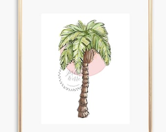 Palm Tree Art Print: Tropical Beach House Decor