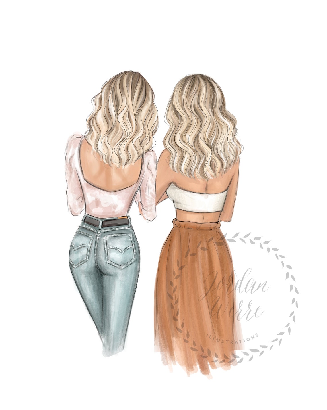 BFF Fashion Illustration Best Friend Gift Etsy
