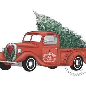 Yuletide Ride, Christmas Tree Farm Truck Illustration image 1