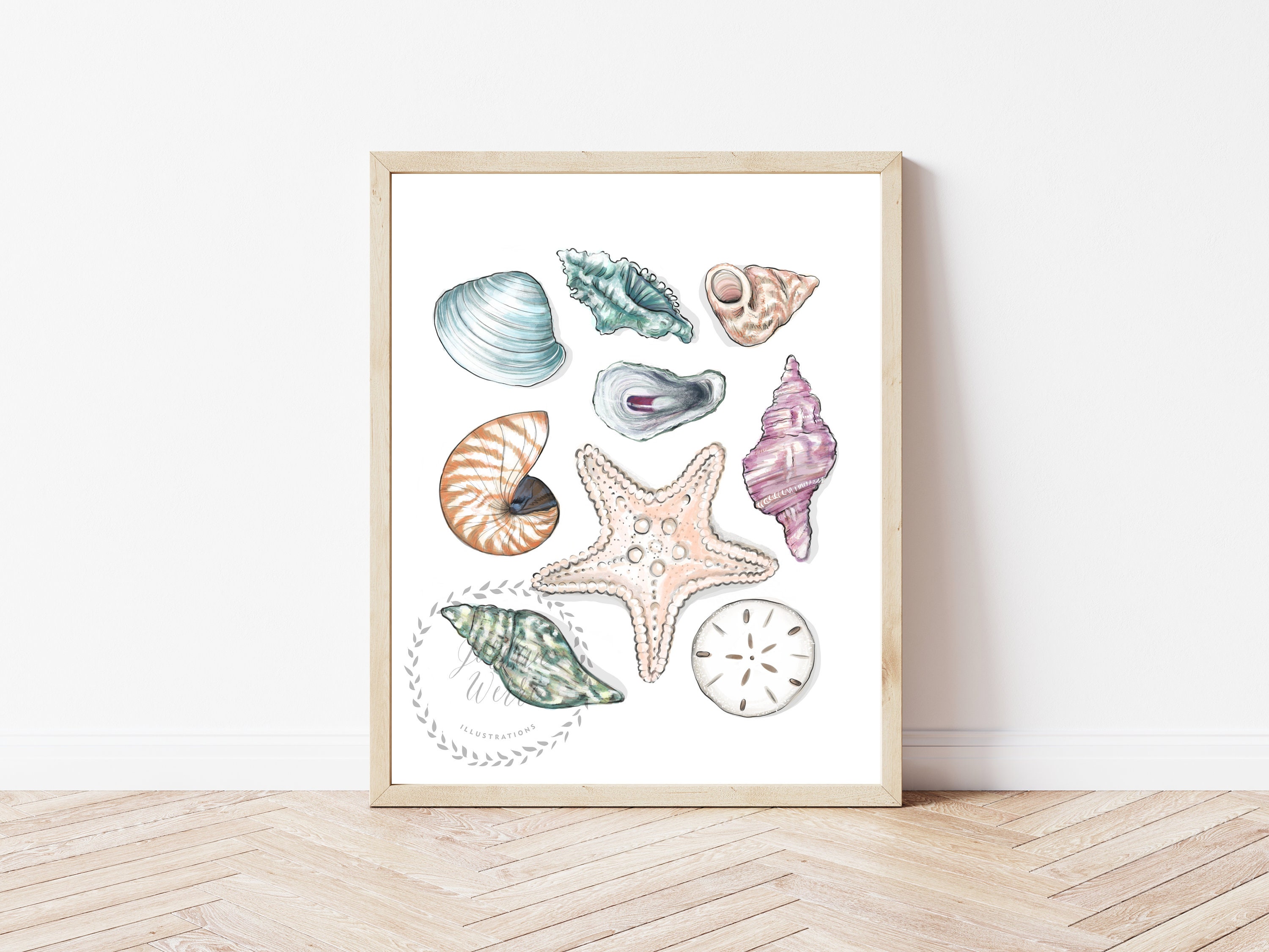 Coastal Art Print - Colorful Sea Shells and Starfish Wall Decor - Etsy