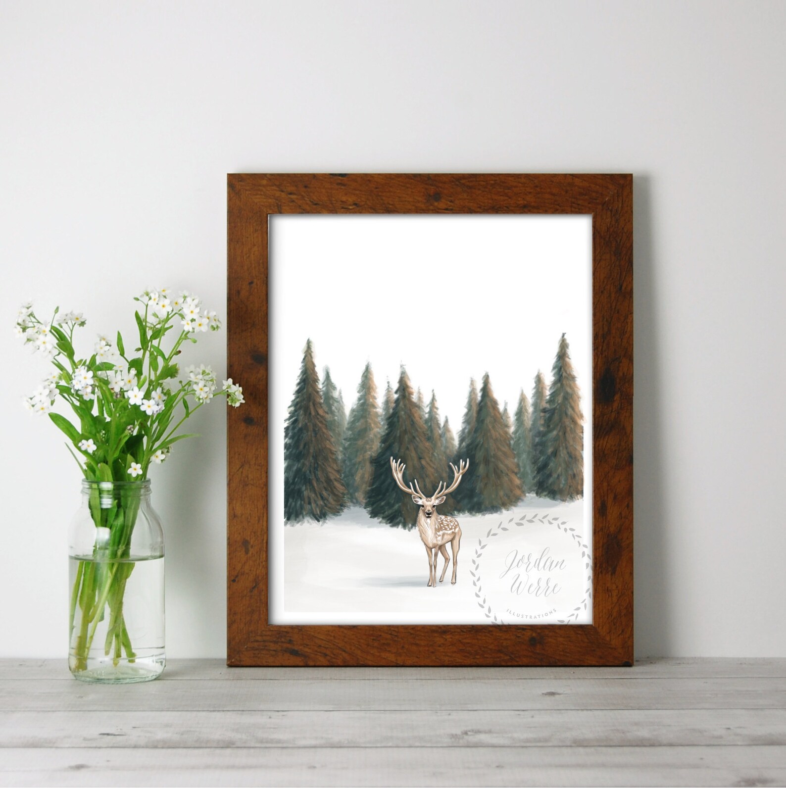 Winter Reindeer Art Print Christmas Wall Decor Christmas Etsy UK