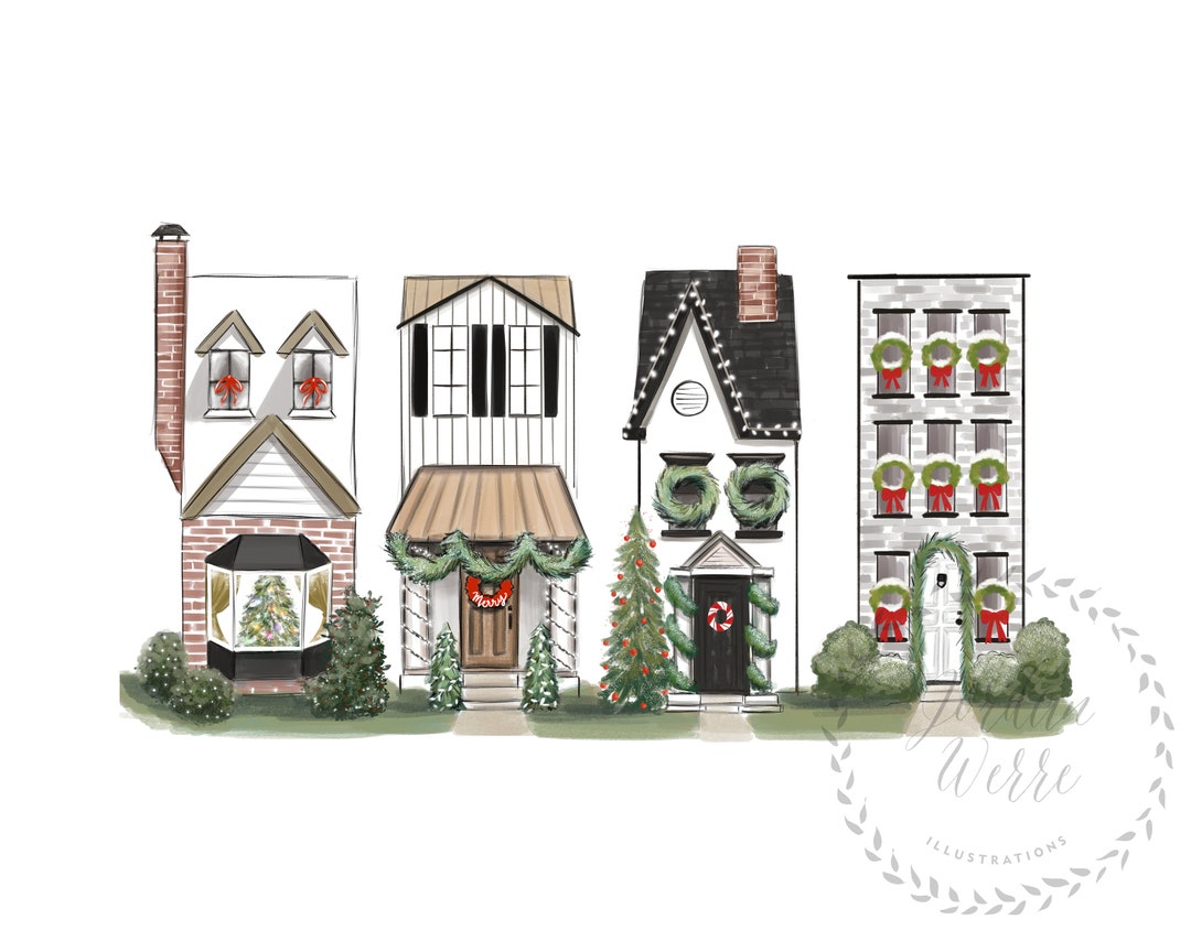 Christmas Row Merry Christmas Christmas Wall Art Winter - Etsy