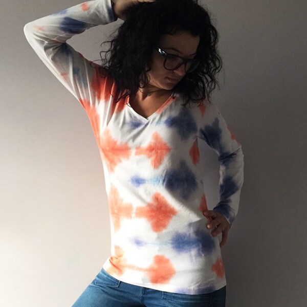 Blue - Shibori Tie-Dye Cotton Blouse Piece
