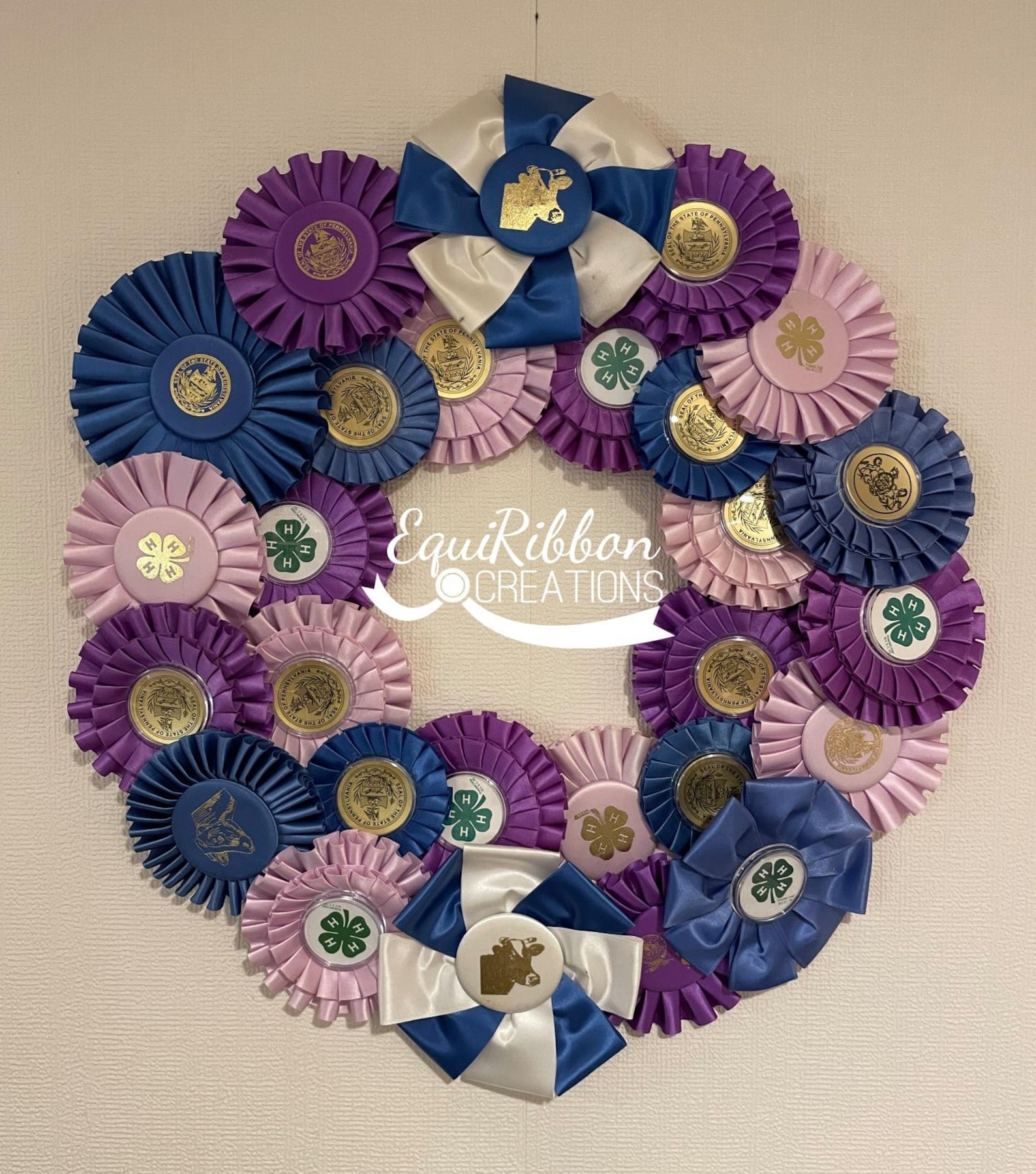 Horse Show Ribbon Wreath - Rosette Wreath - Ribbon Wreath - Dog Show ...