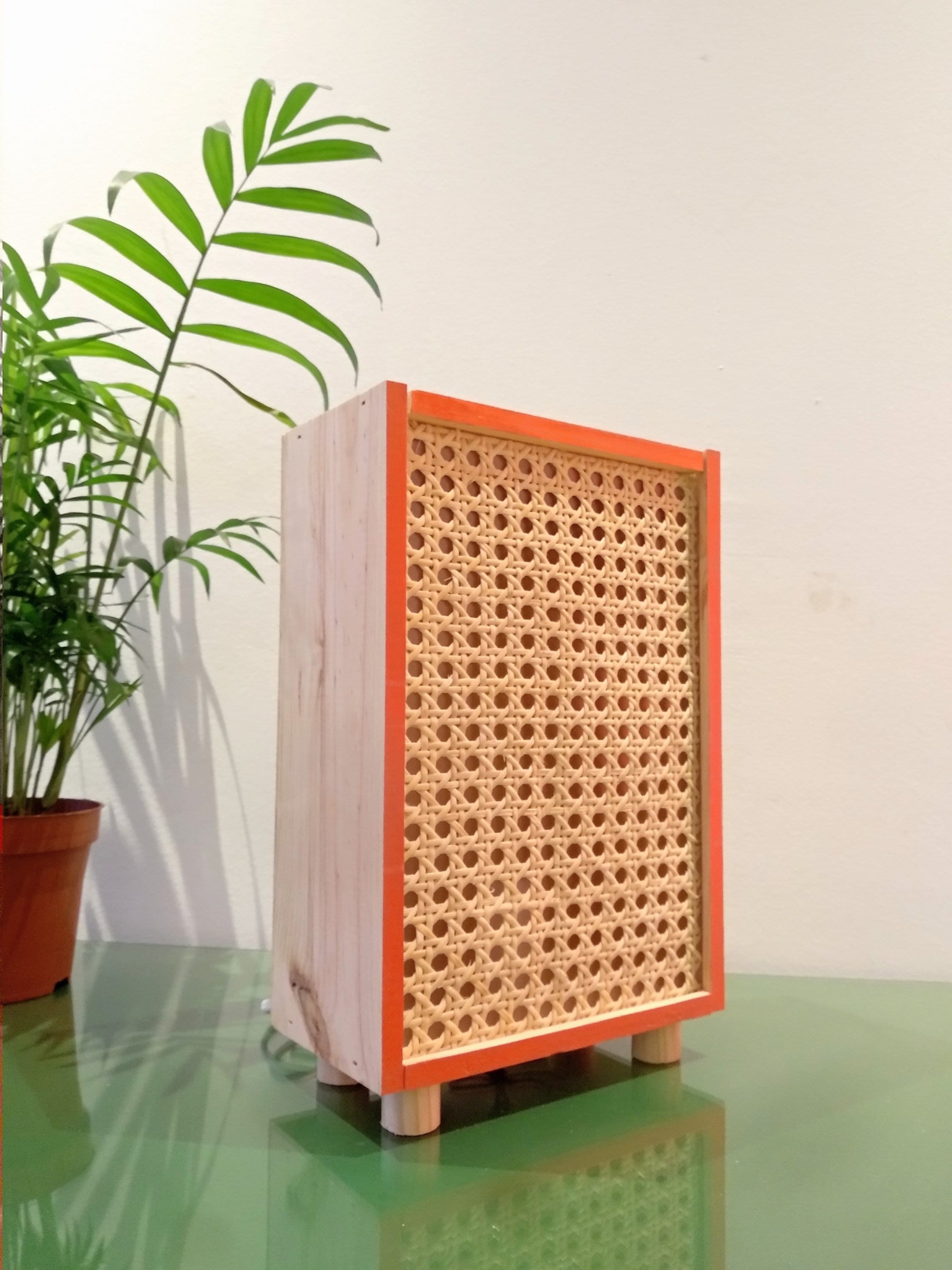 Caisson Lumineux Cannage, Rotin, Lampe Artisanale Du Milieu Siècle, De Table, Artisanale, Led Incluse. #cannage Color