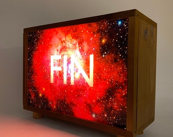 space fin wooden lamp, collage light box, pinewood lamp, lightbox, custom light box, custom gift, bedside table lamp, led, lightbox. #NEBULA