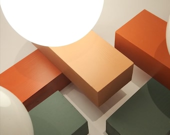 Sculpture multi-position lamp, unique and sustainable design, mid century style lighting, wood and glass, warm light, led included #KONTXITA