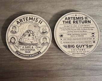 Artemis II (4" Cork Coaster Set – Laser-Engraved Space Mission Tribute) (Set of 1-12)