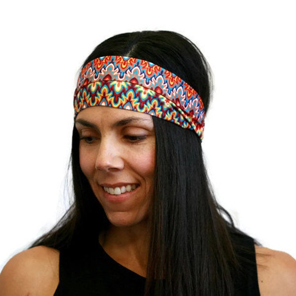 exercise headband tribal print workout gear workout headband yoga accessories hairbands for women spandex headband colorful fabric turban