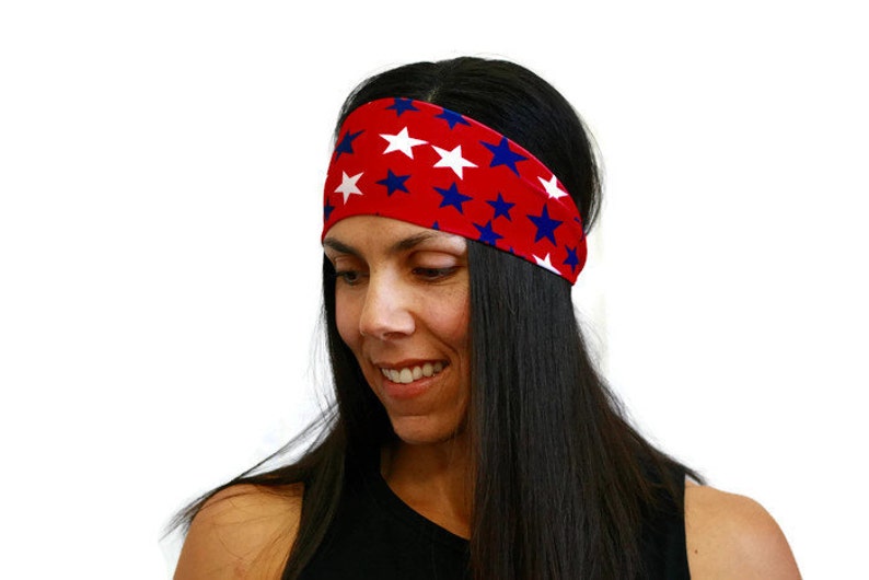 fitness headband workout headband yoga headband wide headband running headband exercise headband American headband spandex headband amwraps image 1