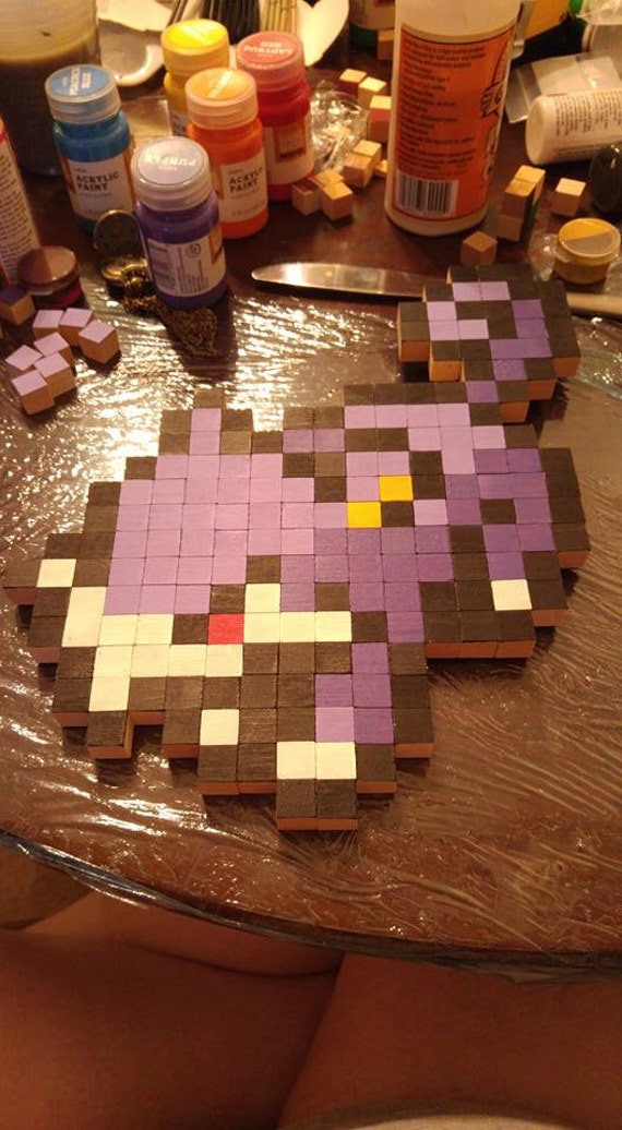 Rattata Pokemon Wooden Pixel Art