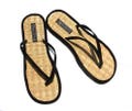 Rice straw flip flops with black velvet thongs (new) product logo