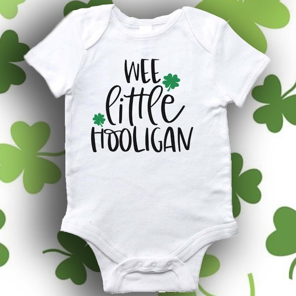 St. Patrick's Day Baby Onesie - Wee Little Hooligan - 100% Cotton - Free Shipping - Sizes 3, 6, 12