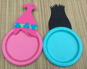 Trolls plates/Trolls Birthday/Trolls party/12 Trolls party favors set/Trolls birthday decoration/trolls Birthday Party/Trolls centerpieces