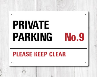 Funny Personalised Number Private Parking Aluminium Metal Sign Plaque House Gate