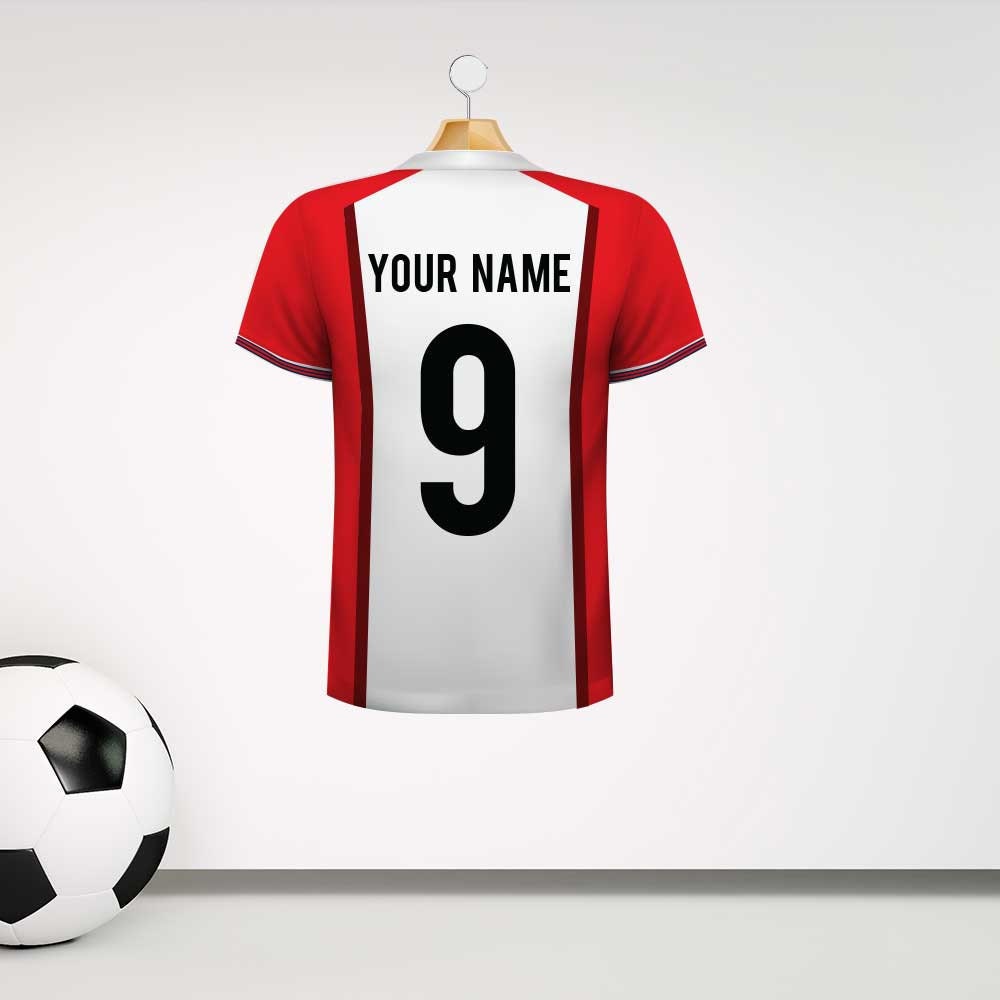 Personalised White and Red Panelled Football Shirt Wall Etsy UK