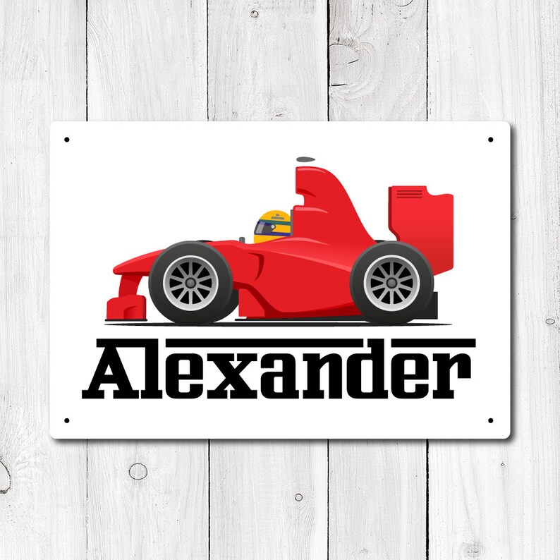 Señal de puerta de metal del coche de carreras personalizado | Etsy