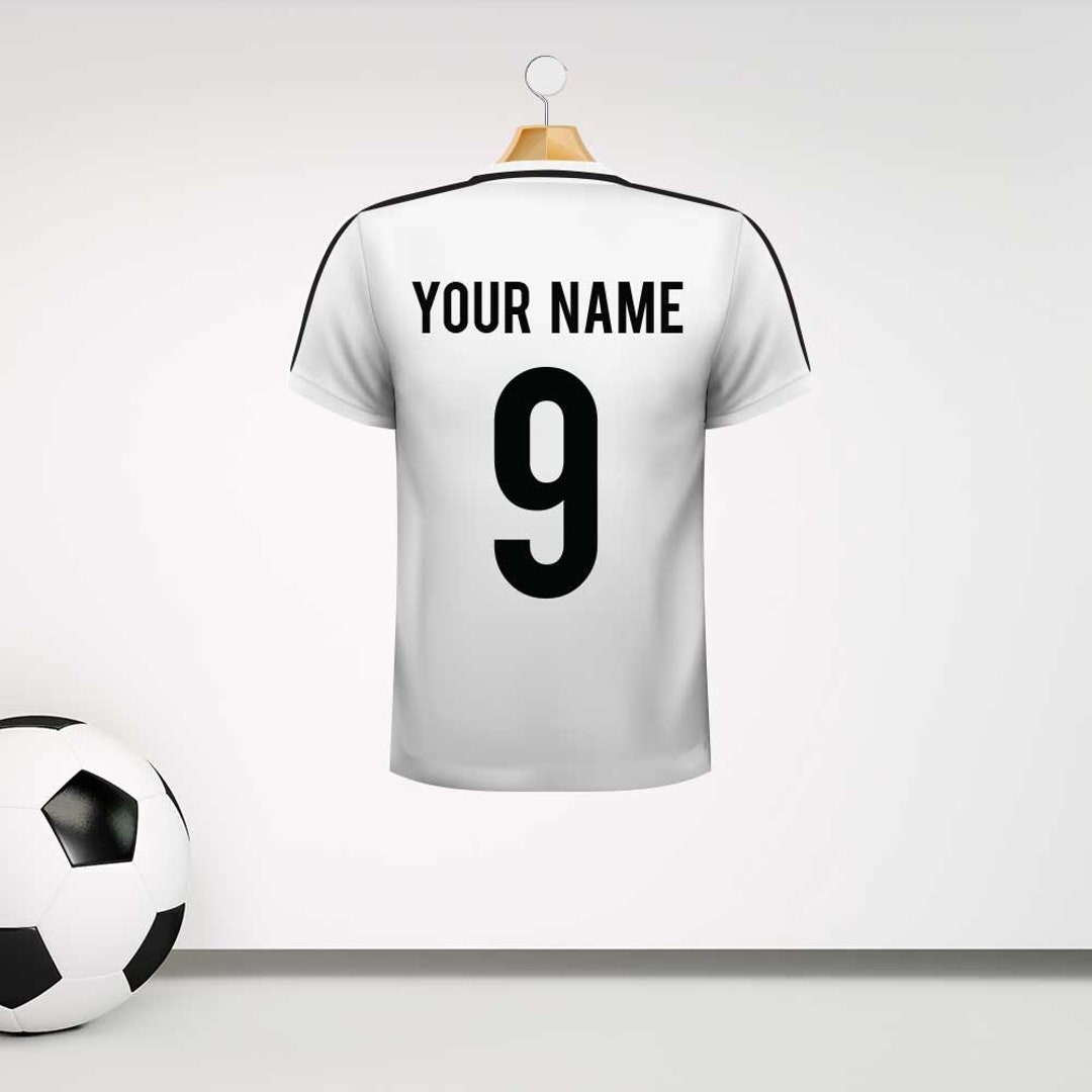 Personalised White & Black Football Shirt Wall Sticker With Etsy