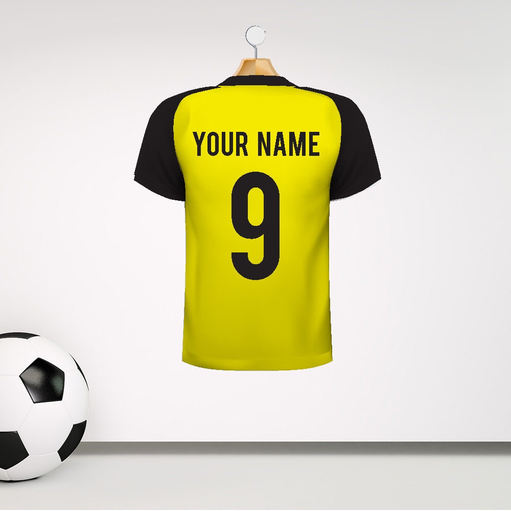 Personalised Yellow & Black Football Shirt Wall Sticker With Etsy