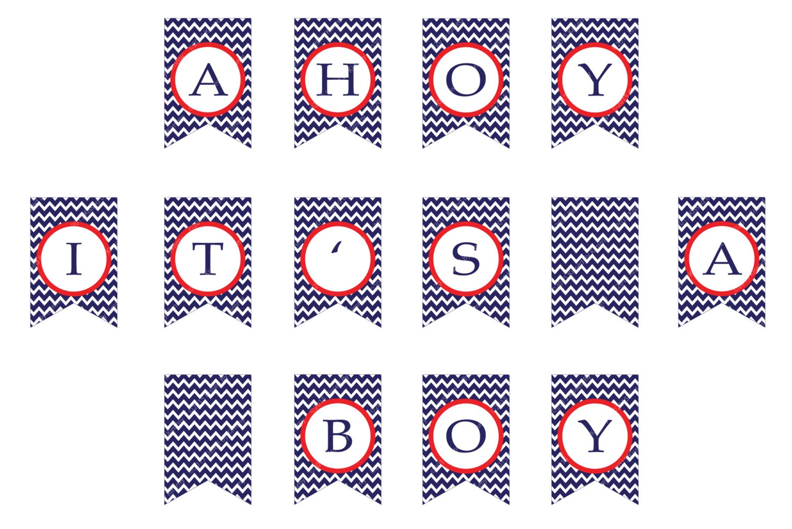 Navy & Red AHOY IT'S A BOY Banner Printable Baby Shower Etsy