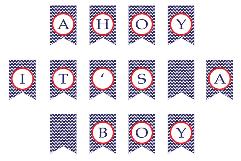 Navy &amp; Red AHOY IT'S A BOY Banner Printable Baby Shower - Etsy