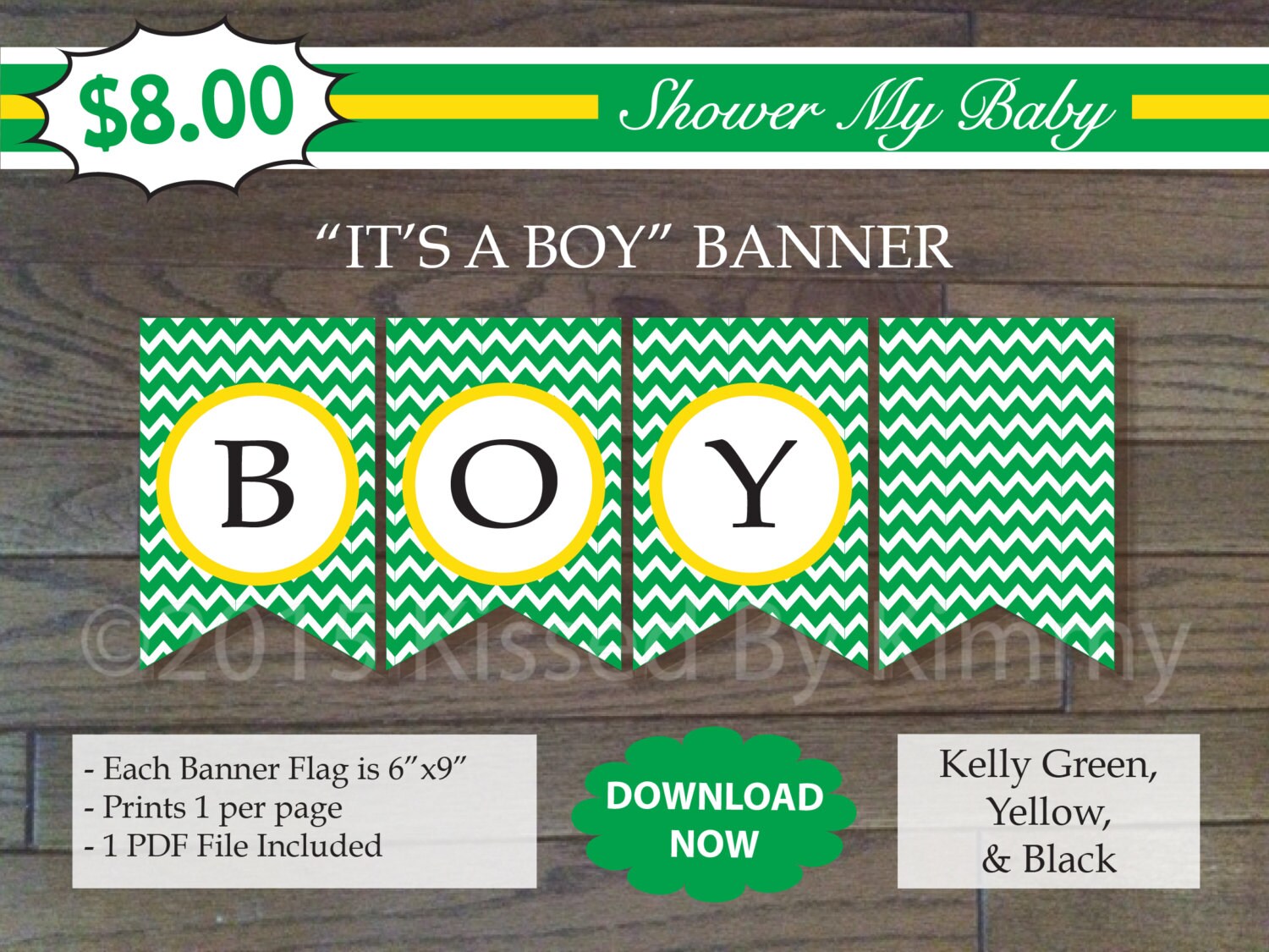 75% off SALE Green Yellow IT'S A BOY Banner Printable Tractor Shower ...