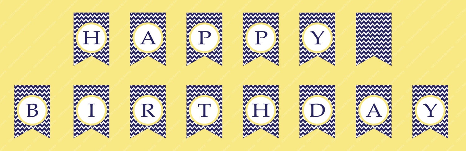 Nautical Banner Printable HAPPY BIRTHDAY Banner Navy Blue - Etsy