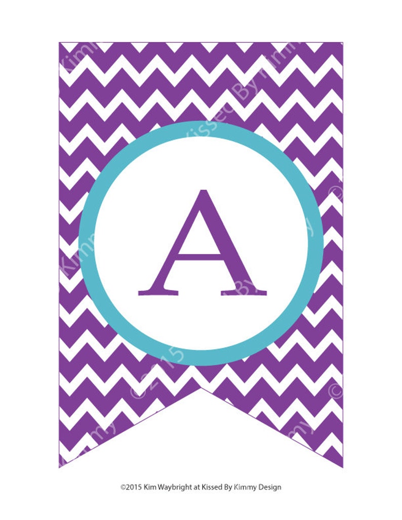 Purple Teal HAPPY BIRTHDAY Banner Printable Birthday Etsy